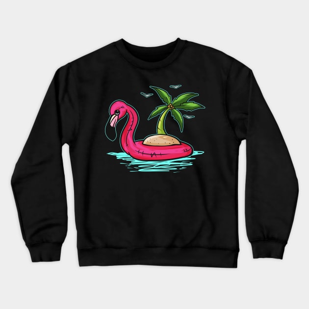 A Flamingo island swimming aid, buoyancy aid Crewneck Sweatshirt by SinBle